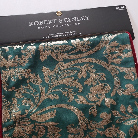 NWT Robert Stanley Green Damask Table Runner - Picture 8 of 9